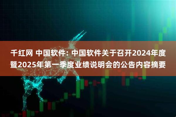 千红网 中国软件: 中国软件关于召开2024年度暨2025年第一季度业绩说明会的公告内容摘要